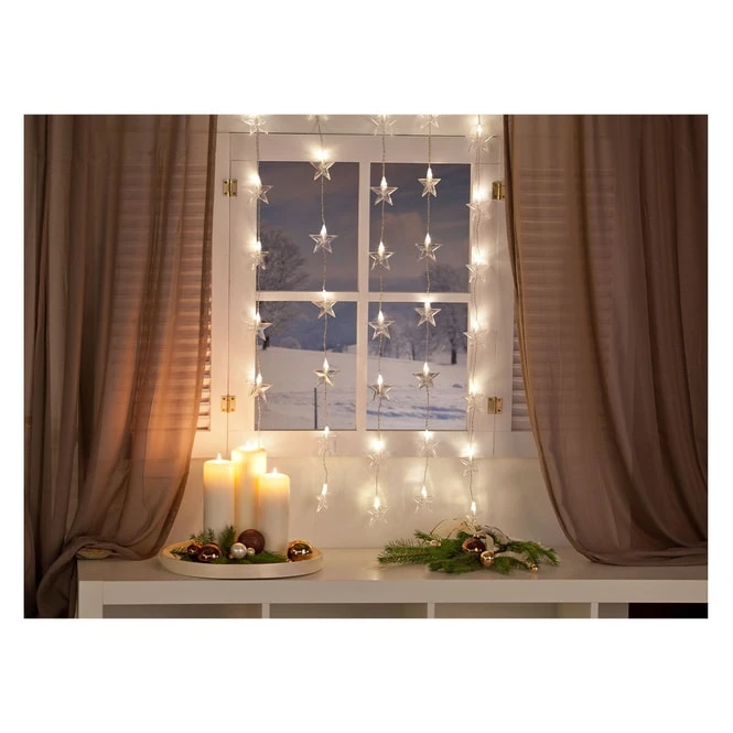 40er LED-Lichtervorhang - Sterne - Ca. 120 X 100 Cm – Bild 2