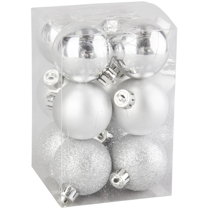 Christbaumkugeln - Silber - 12 StĂŒck