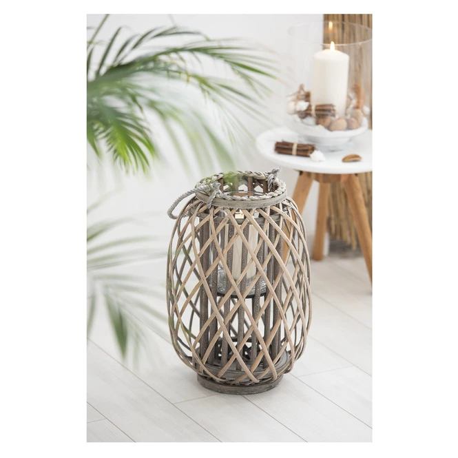 Windlicht - Mit Grauer Weide Ummantelt - Ca. 17 X 41 Cm â Bild 2