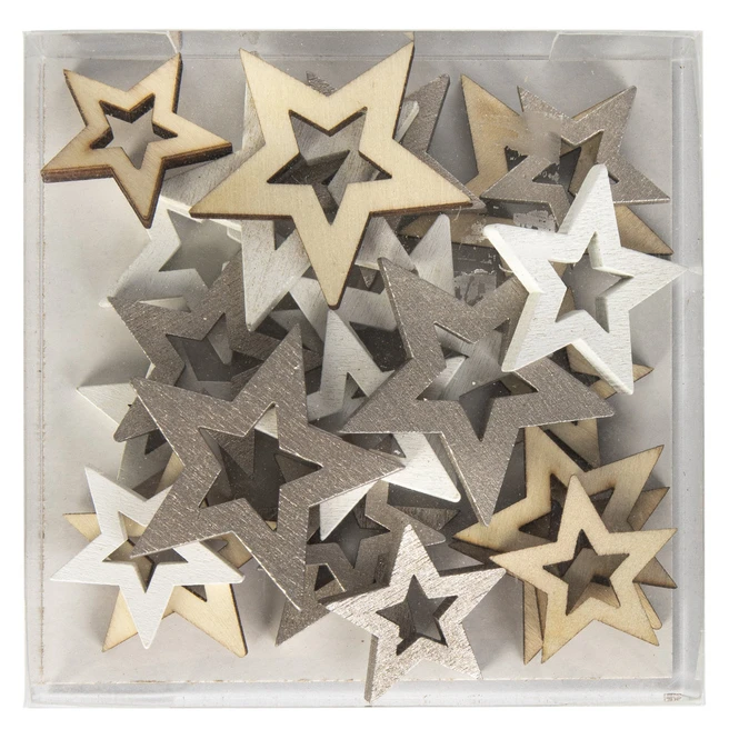 Streudeko - Sterne - Aus Holz - 24 Stück – Bild 3