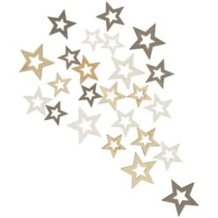 Streudeko - Sterne - Aus Holz - 24 StĂŒck