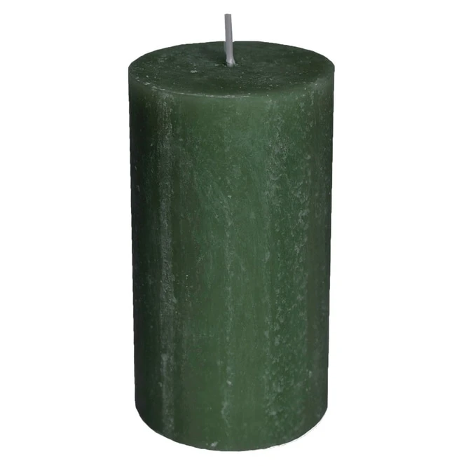 Stumpenkerze - Rustic - Ca. 7 X 13 Cm - DunkelgrĂŒn