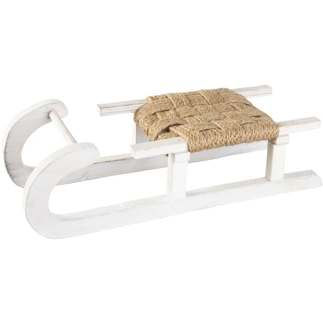 Deko-Schlitten - Aus Holz - Ca. 30,5 X 11 X 7,5 Cm - Weiß – Bild 2
