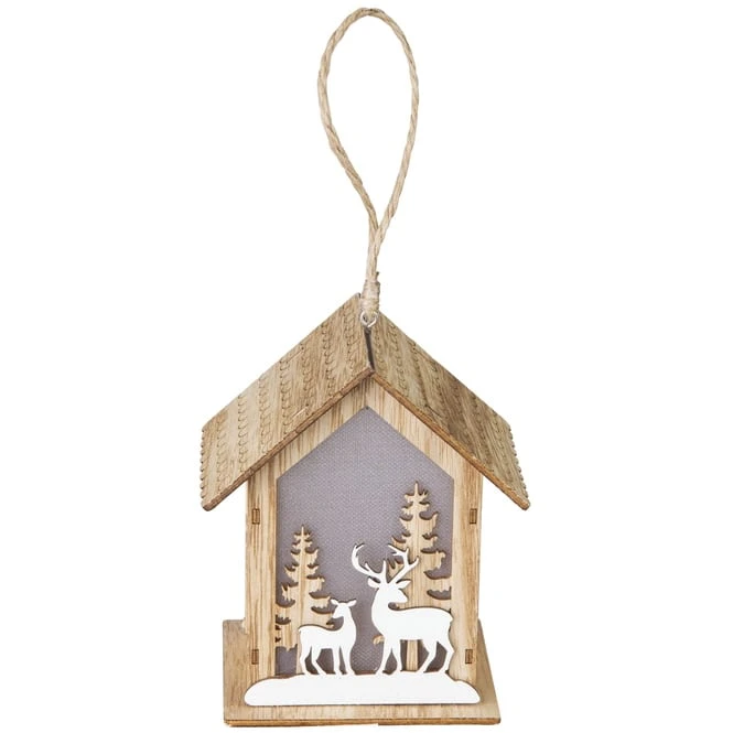 LED-Haus - Aus Holz - 11 X 8,5 X 13 Cm