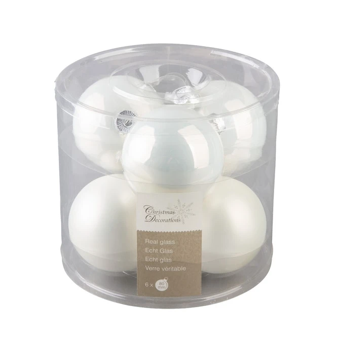Christbaumkugeln - Winterweiß - Aus Glas - 6 Stück – Bild 2