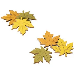 Streudeko - Herbstlaub - Aus Holz - 24 StĂŒck
