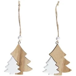 DekohĂ€nger - Tannenbaum - Aus Holz - Ca. 7 X 1 X 7,5 Cm - 2 StĂŒck