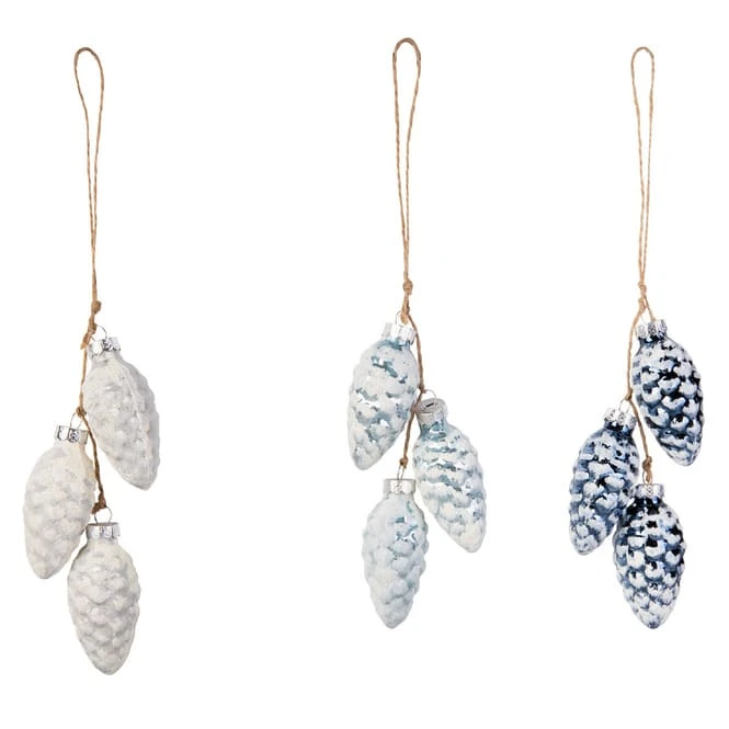 3 DekohÀnger - Tannenzapfen - Aus Glas - 1 Set