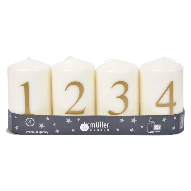 Stumpenkerzen - Zahlen - Ca. 5,5 X 9 Cm - Creme