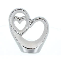 Standdeko - Herzsilhouetten - Aus Keramik - Ca. 13 X 4,5 X 14,5 Cm - Silber