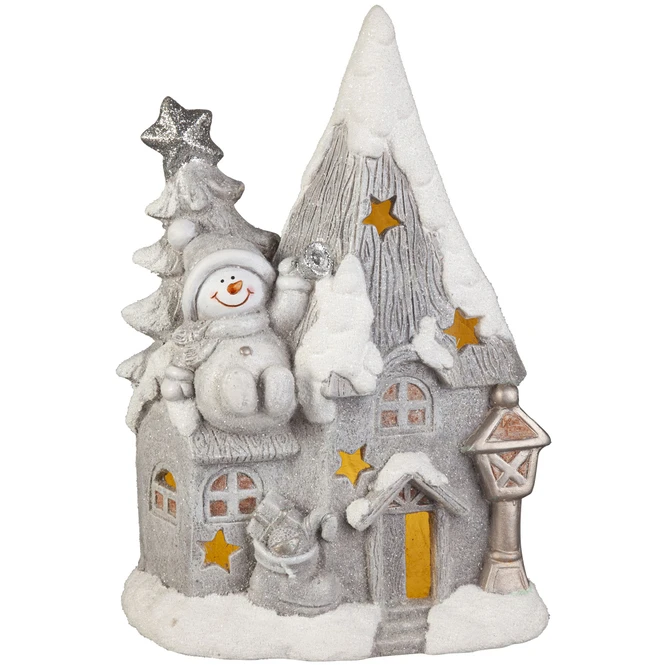 LED-Haus - Aus Magnesia - Ca. 38 X 17,5 X 41 Cm