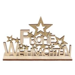 Deko-Schriftzug - Frohe Weihnachten - Aus Holz - Ca. 18 X 4 X 12 Cm
