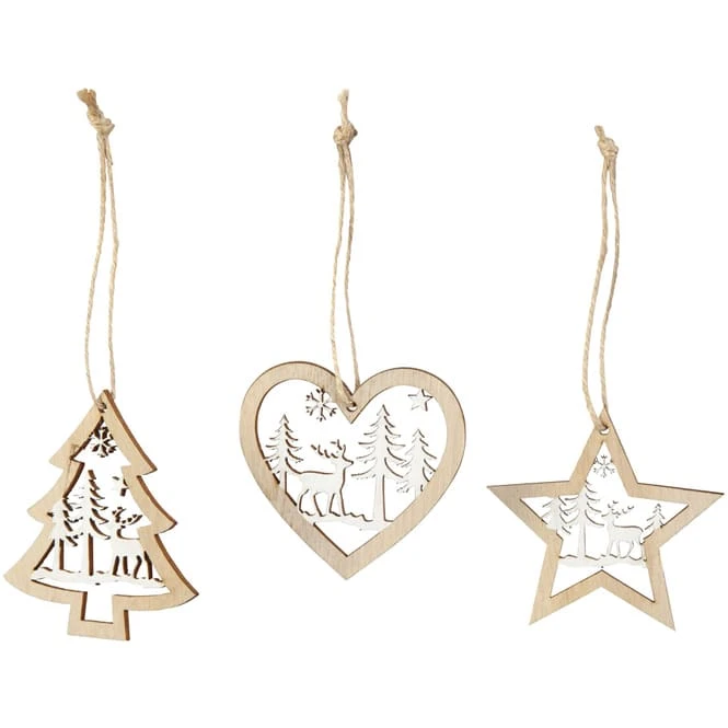 Dekohänger - Weihnachten - Aus Holz - Ca. 7 Cm - 9 Stück – Bild 2