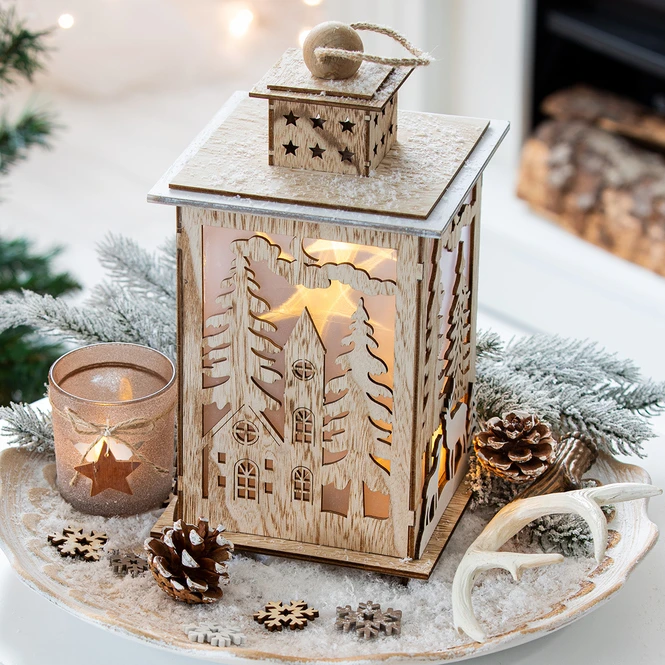 LED-Laterne - Aus Holz - Ca. 16,5 X 16,5 X 30 Cm â Bild 2