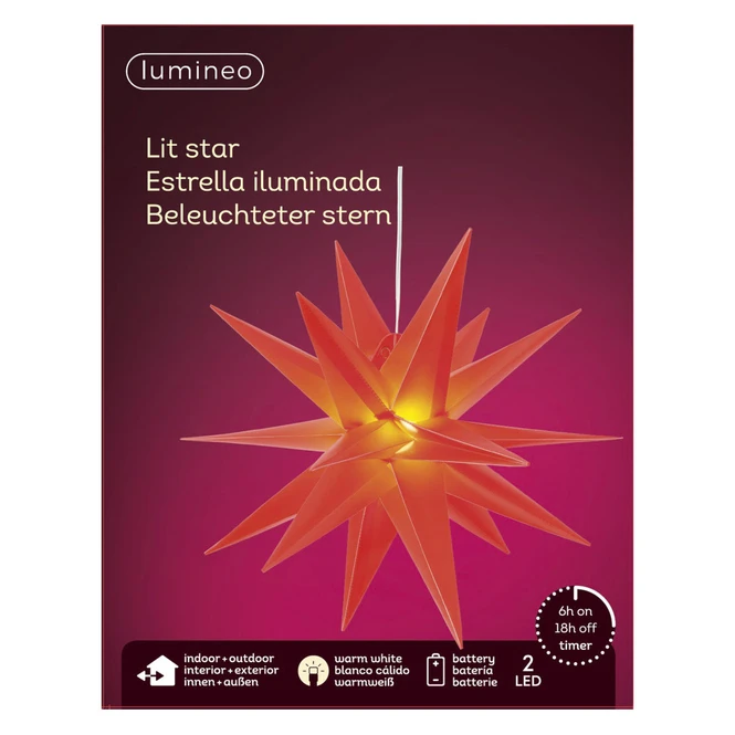 LED-Dekohänger - Stern - Ø = Ca. 30 Cm - Rot