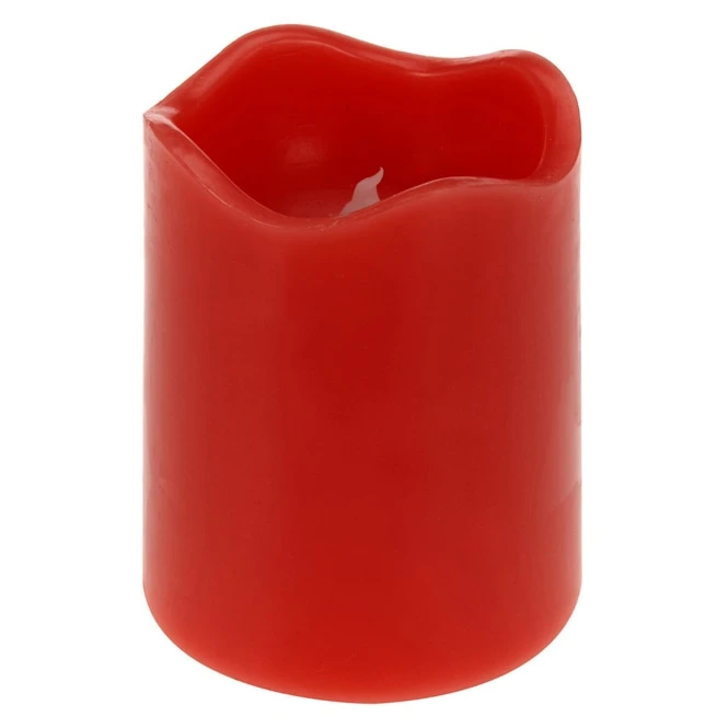 LED-Kerze - Aus Echtwachs - Ca. 7 X 9 Cm - Dunkelrot