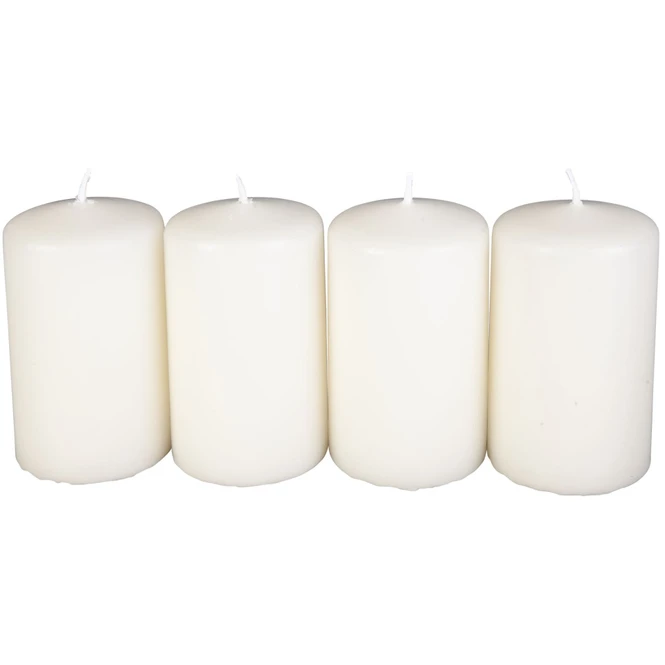 Stumpenkerzen - Ca. 6 X 10 Cm - 4 Stück - Weiß