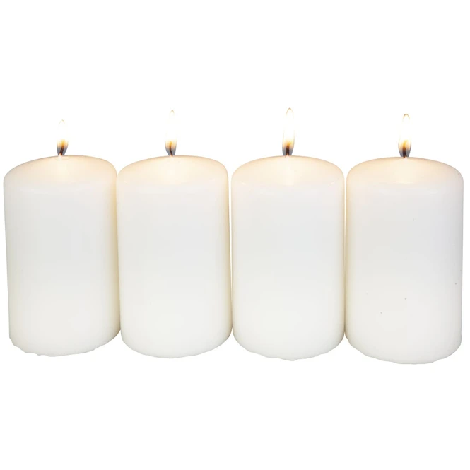 Stumpenkerzen - Ca. 6 X 10 Cm - 4 Stück - Weiß – Bild 2