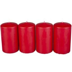 Stumpenkerzen - Ca. 6 X 10 Cm - 4 StĂŒck - Kaminrot