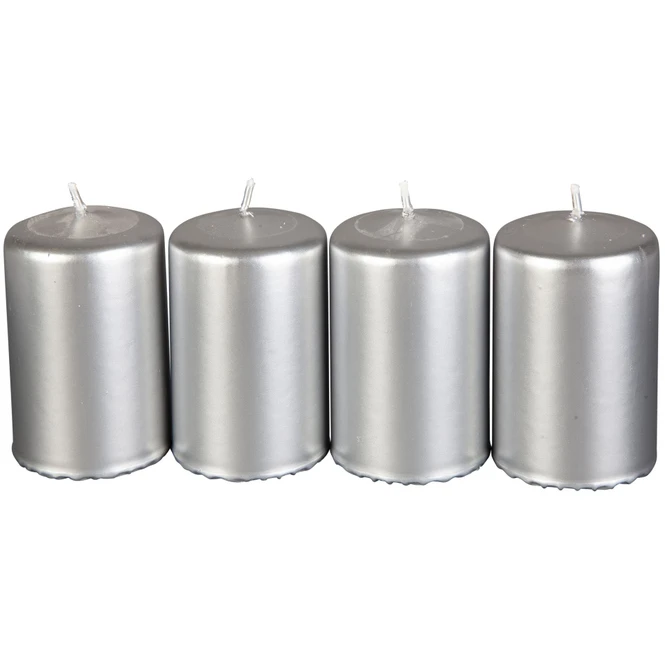 Stumpenkerzen - Ca. 5 X 8 Cm - 4 StĂŒck - Silber â Bild 2