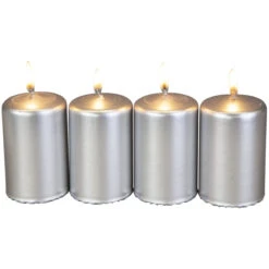 Stumpenkerzen - Ca. 5 X 8 Cm - 4 StĂŒck - Silber