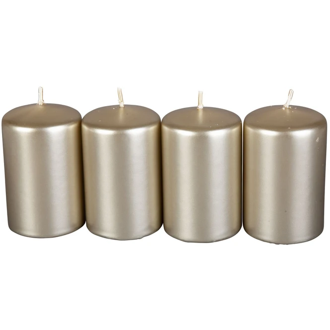Stumpenkerzen - Ca. 5 X 8 Cm - 4 StĂŒck - Gold â Bild 2