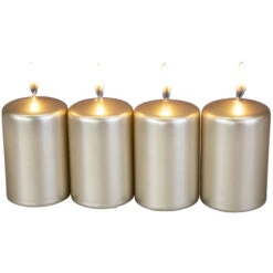 Stumpenkerzen - Ca. 5 X 8 Cm - 4 StĂŒck - Gold