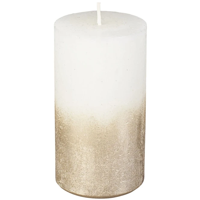 Stumpenkerze - Levi - Ca. 6 X 11 Cm - Weiß/gold – Bild 2