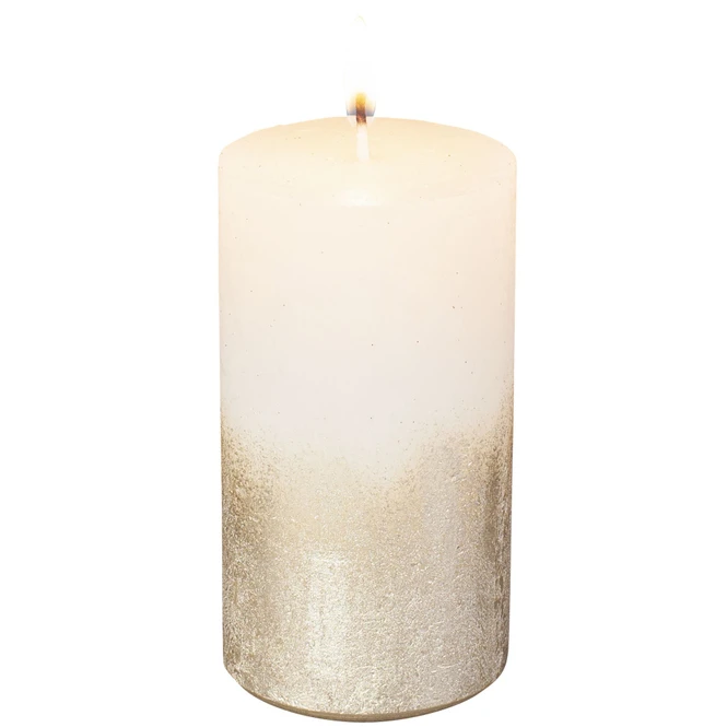 Stumpenkerze - Levi - Ca. 6 X 11 Cm - Weiß/gold – Bild 3