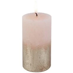 Stumpenkerze - Levi - Ca. 6 X 11 Cm - Rosa/gold