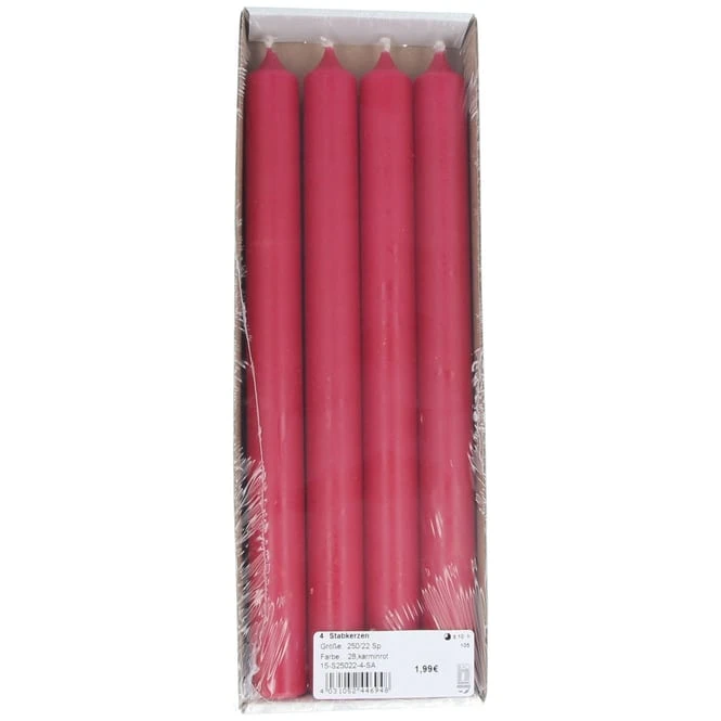 Stabkerzen - Ca. 2 X 25 Cm - 4 StĂŒck - Kaminrot