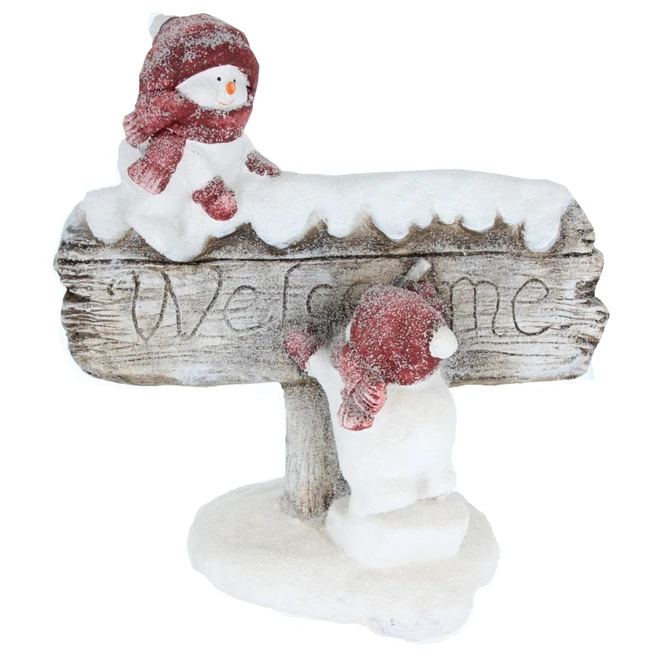 Dekofigur - SchneemÀnner - Welcome - Ca. 40,5 X 21 X 40 Cm