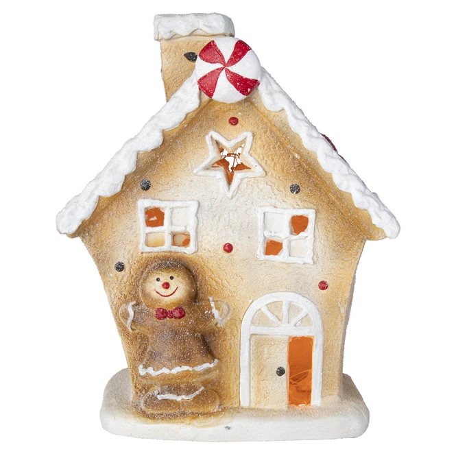 LED-Lebkuchenhaus - Aus Magnesia - Ca. 29 X 21,5 X 35,5 Cm