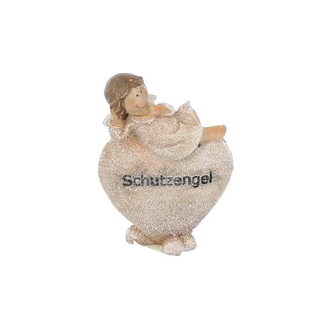 Schutzengel Auf Herz - Liegend - Ca. 4 X 3,5 X 8,5 Cm