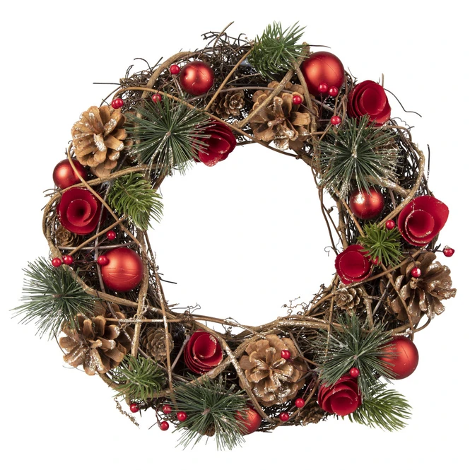 Dekokranz - Aus Holz - Ă = Ca. 34 Cm - Rot