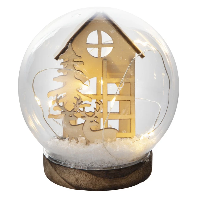 LED-Kugel - Hirsche - Aus Glas - Ca. 12 X 12 X 13 Cm