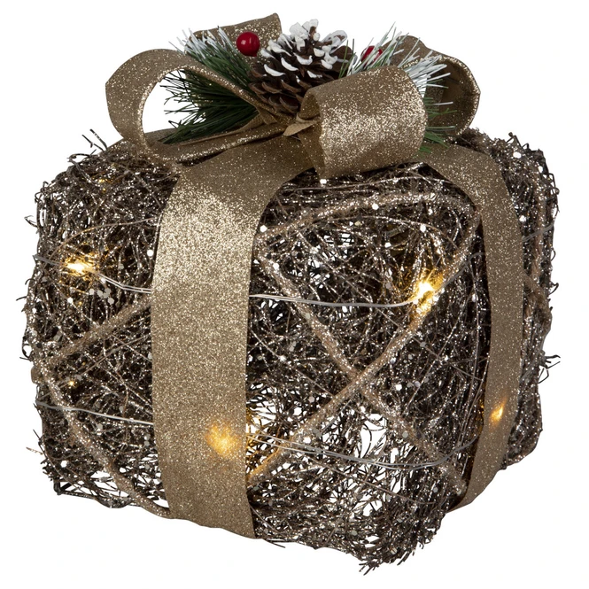 LED-Geschenkpäckchen - Aus Rattan - Verschiedene Größen