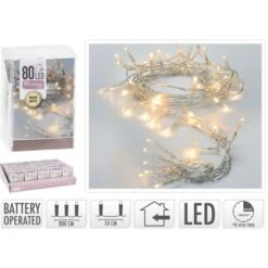 80er LED Lichterkette - Ca. 8 M - Warmweiß