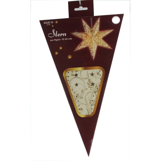 Stern Creme Mit Goldglitzer - Aus Papier - 60 Cm