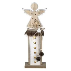 LED-Engel - Aus Holz - Ca. 14 X 5 X 42 Cm