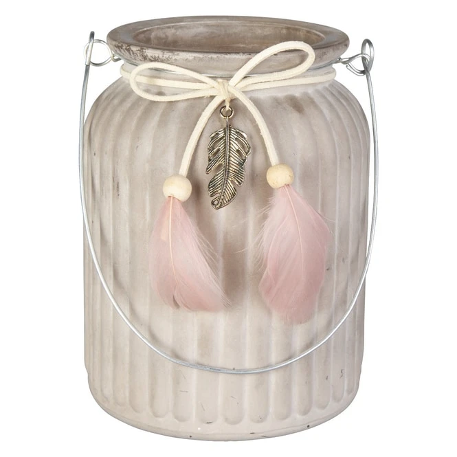 Windlicht - Federn - Aus Glas - Ca. 11 X 14,5 Cm â Bild 3