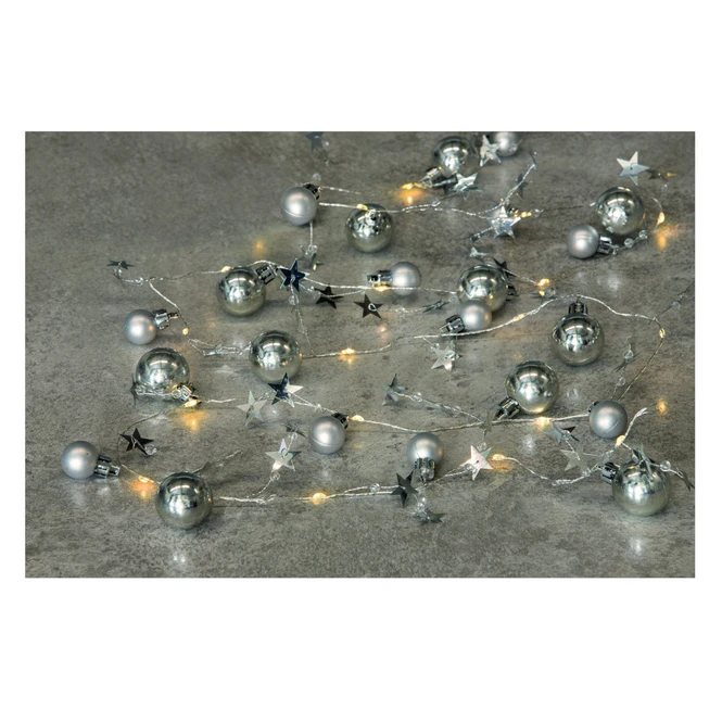 20er LED-Lichterkette - Kugeln - Ca. 190 Cm - Silber