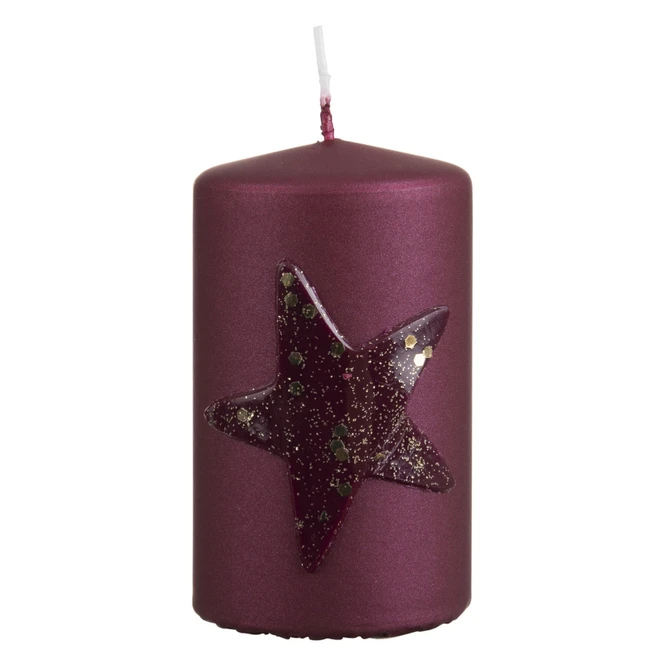 Stumpenkerze - Noel - Ca. 6 X 10 Cm - Dunkelrot