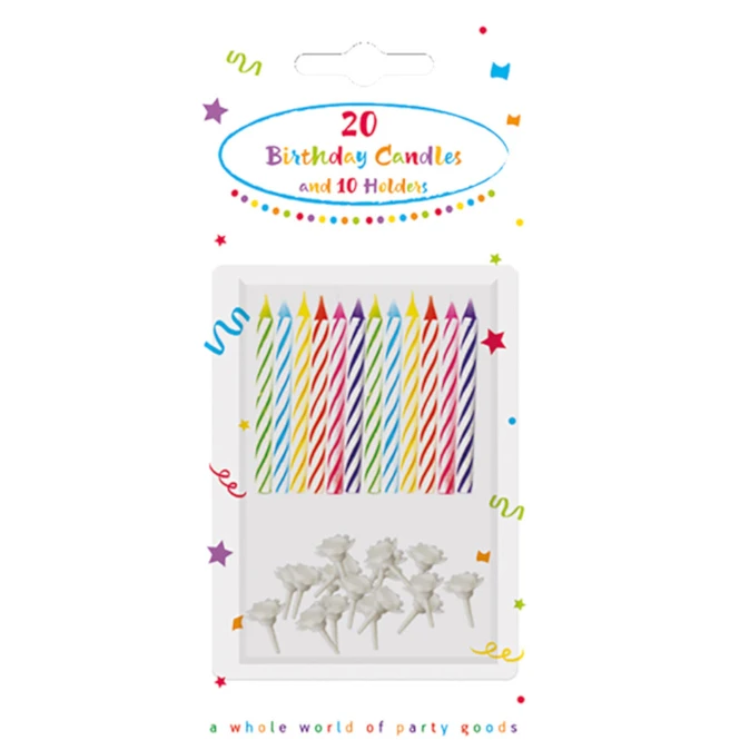Procos Geburtstagskerzen - Inkl. Halter - 20 StĂŒck â Bild 2