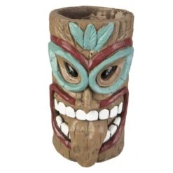 Pflanzgefäß - Totem-Gesicht - Aus Magnesia - Ca. 15,5 X 14,5 X 25,5 Cm