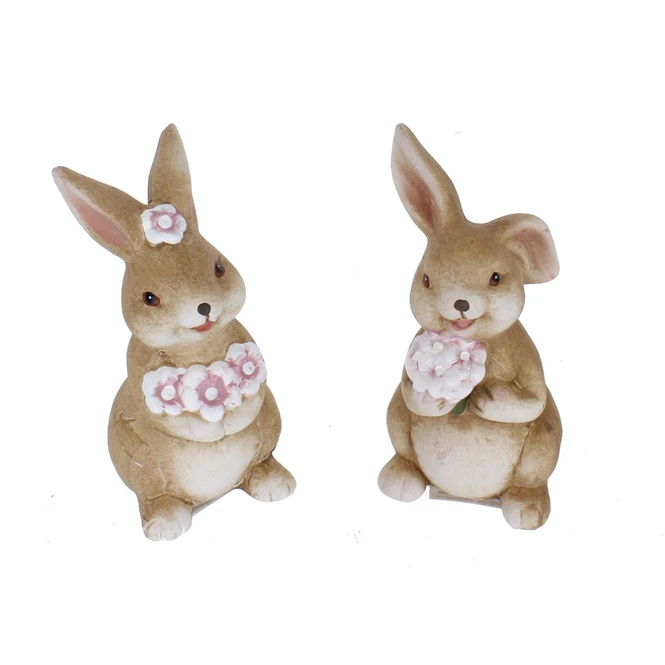 Hase Mit Blumen - Aus Keramik - Ca. 7 X 6 X 12 Cm - 1 StĂŒck â Bild 2