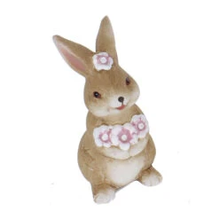 Hase Mit Blumen - Aus Keramik - Ca. 7 X 6 X 12 Cm - 1 StĂŒck