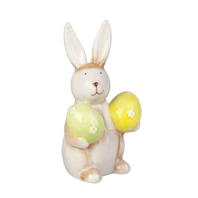 Hase Mit 2 Ostereiern - Aus Dolomit - Ca. 8 X 6 X 13,5 Cm