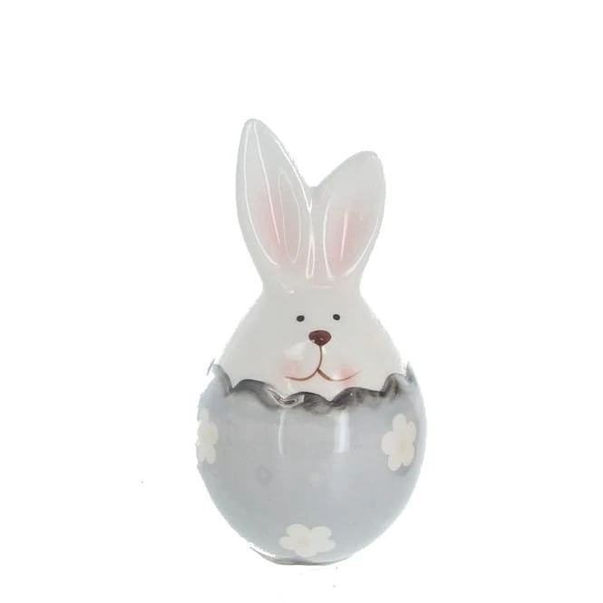 Hase In Eierschale - Weiß/grau - Aus Keramik - Ca. 6 X 6 X 12 Cm