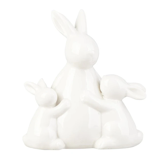 Hasenmama Mit Kindern - Aus Keramik - Ca. 14 X 7,5 X 13 Cm